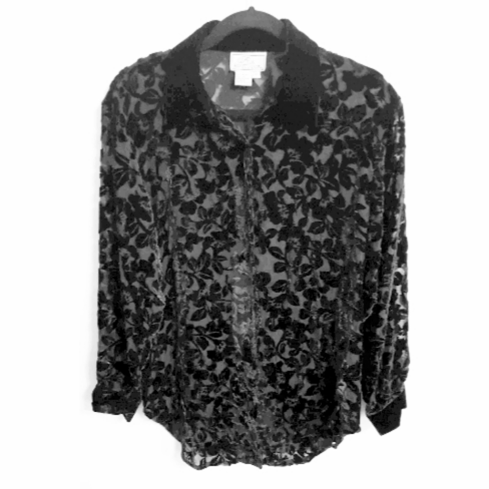 Silk Boutique Velvet Black Shirt...S